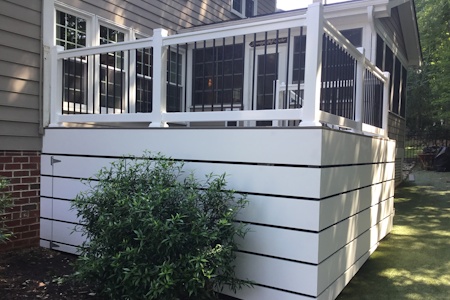 TimberTech Deck with Skirting and Vinyl and Aluminum Railings Project